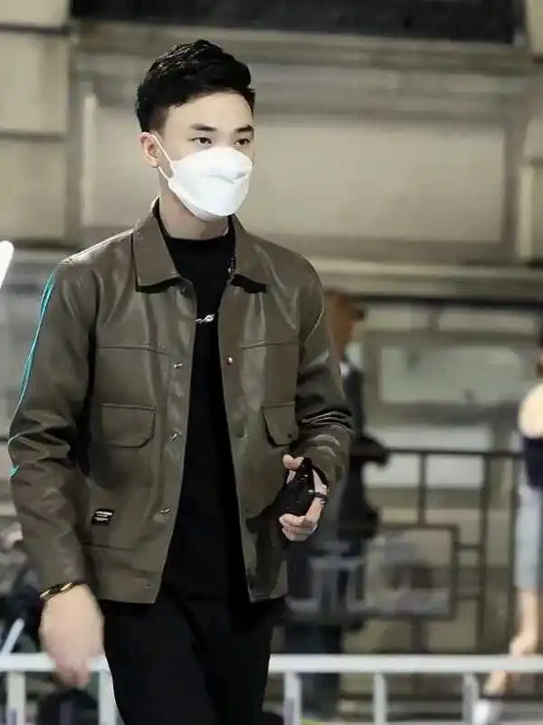 

Brown Leather Jaet Men's Spring Autumn Sle Faion Brand Haome High End Busin Casual Retro Collar PU Leather Coat