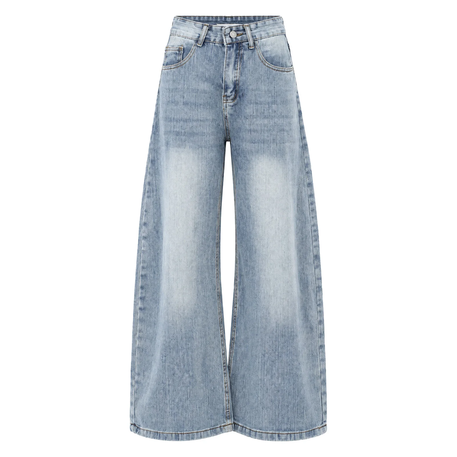 Men Women High Waist Hip Hop Vintage Baggy Y2k Curved‑leg Jeans Fashion Casual Korean Style Denim Pants Streetwear Daily Wear