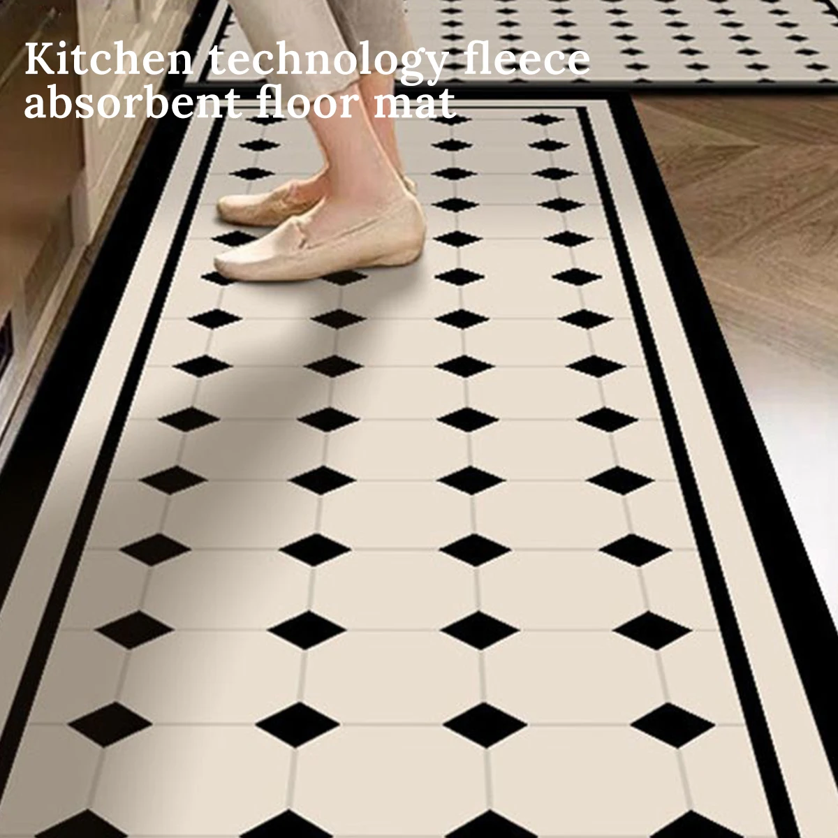 2pcs Dot Pattern Kitchen Diatomaceous Mud Floor Mat Household Stain Resistant Carpet Anti Slip Water Absorbing Quick Drying Mat