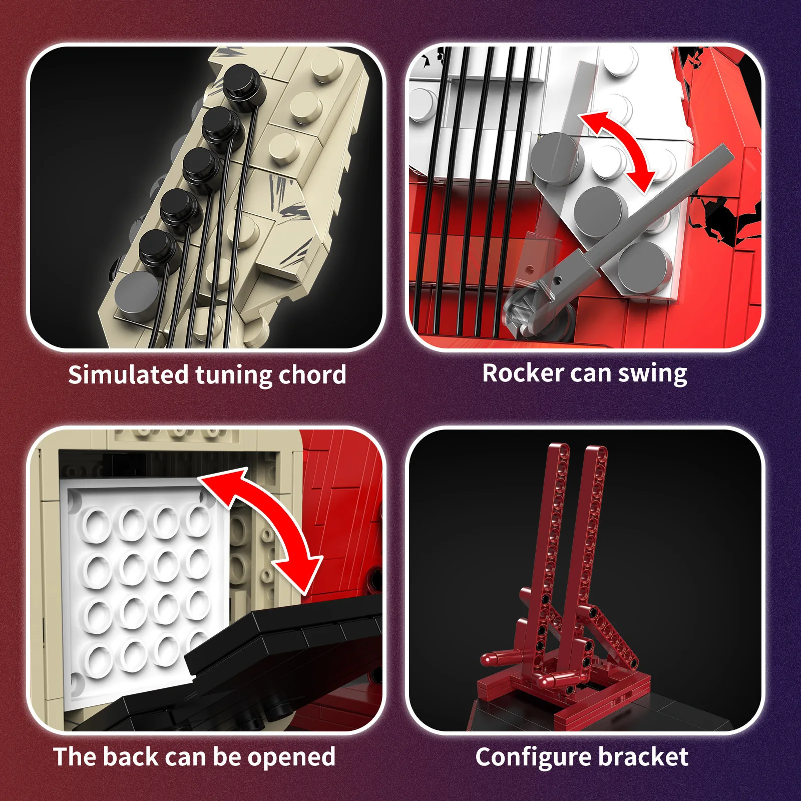 Assembled guitar building block Bluetooth audio home ornament creative small particle assembly toy