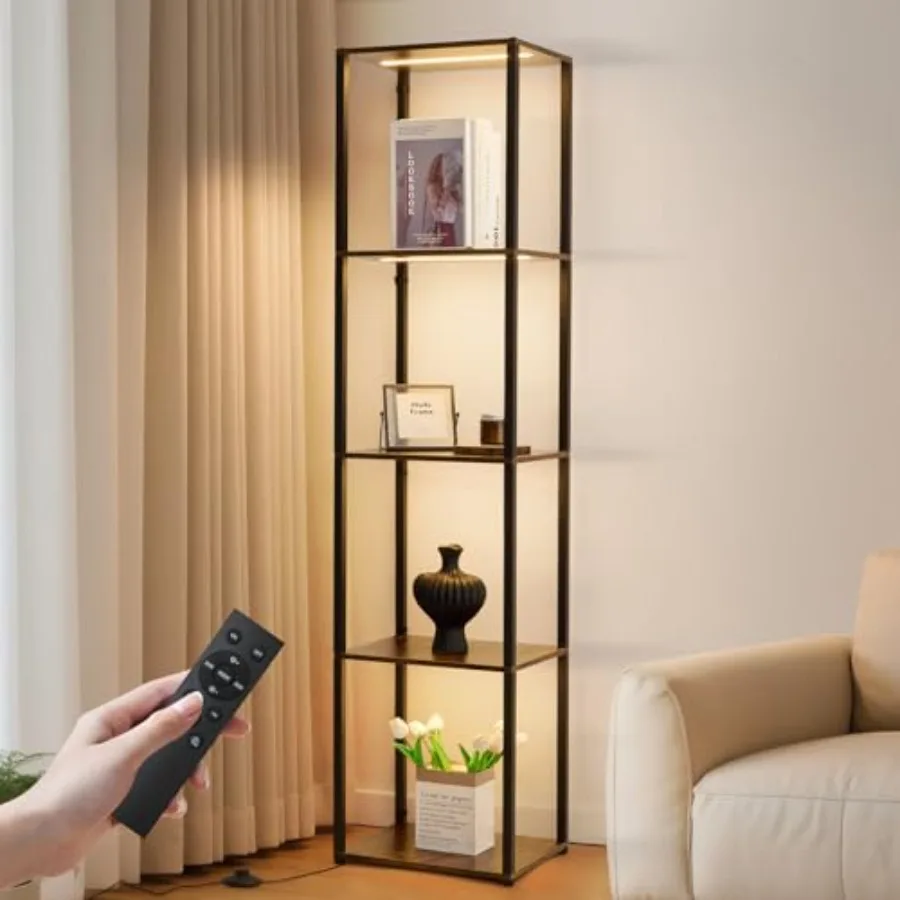 

Corner Shelf with Lights 5-Tier Display Shelf Curio Cabinet 3 Color Dimmable LED Display Cases Bookshelf for Collectibles Livin