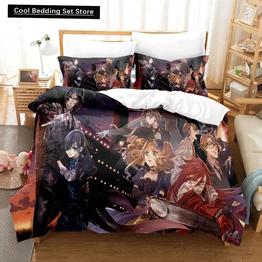 

Anime Black Butler Sebastian Ciel Bedding Set,Duvet Cover Bed Set Quilt Cover Pillowcase,King Queen Twin Size Boys Girls Adults