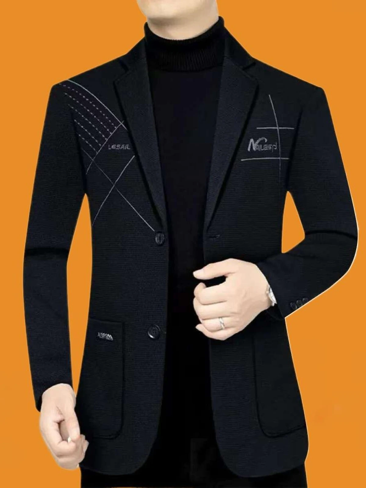 

Men's Busin Casual Slim Fit Suit Jaet Lightweight Spring Autumn Dad Clothes Single-breasted Long Sve Faion