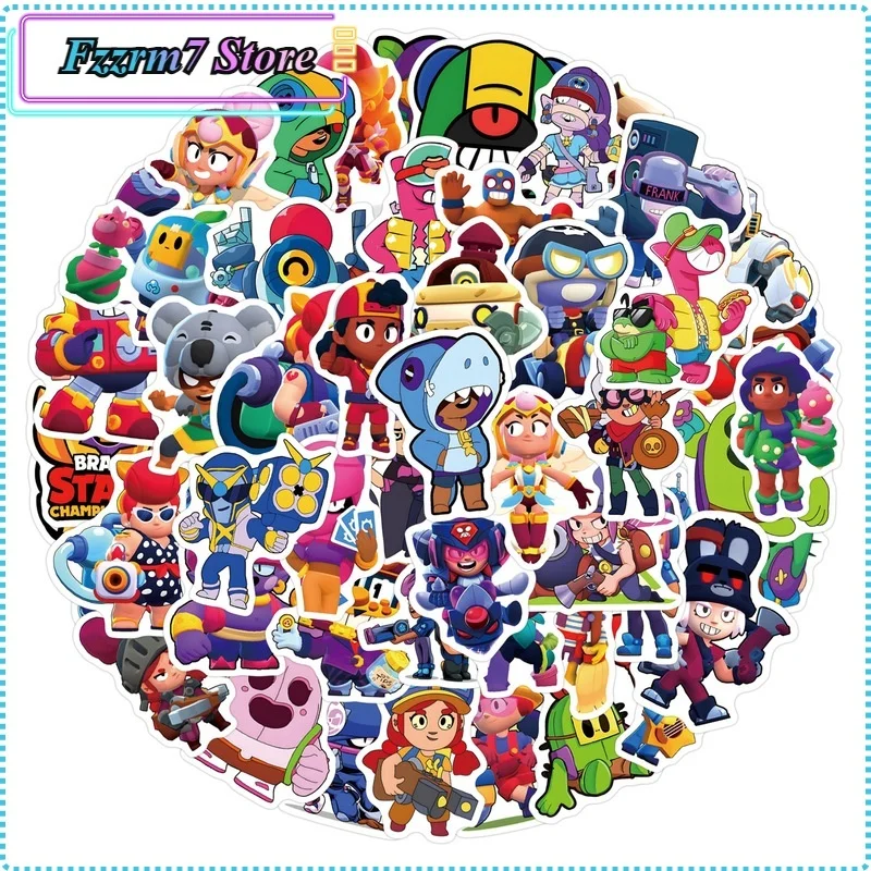 New 50/100 Set Popular Game Brawl Stars Figures Creativity Water Glass Back Shell Notebook Suitcase Cartoon Sticker Decoration