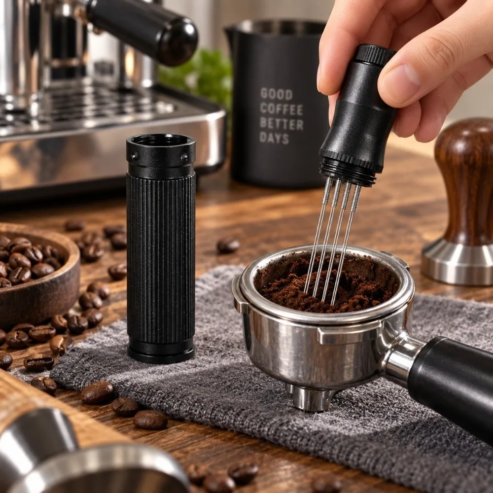 6 Needles Espresso Distribution Tool Non-slip Stable Coffee Powder Distributor Portable Stainless Steel Coffee Stirrer Needle
