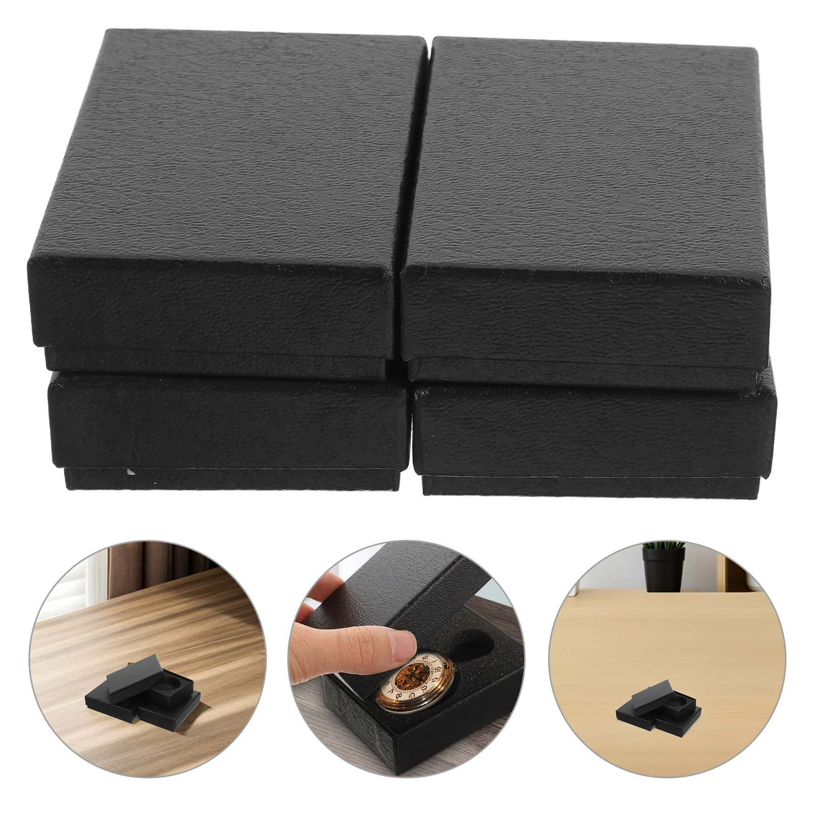 

4pcs Pocket Watch Storage Box 47mm Taschenuhrenbox Vintage Case for Men with Removable Cushion Display Jewel Accessories