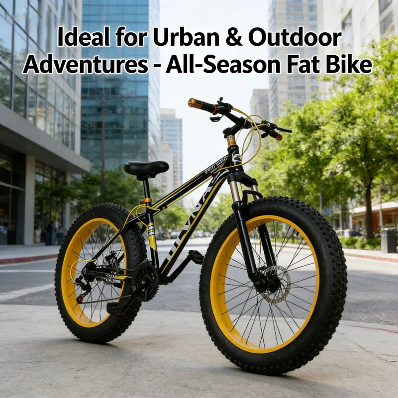

26 Inch Black And Yellow Fat Tire Snow Bike Wide Wheel Mountain Bike with Variable Speed And Disc Brake for Students