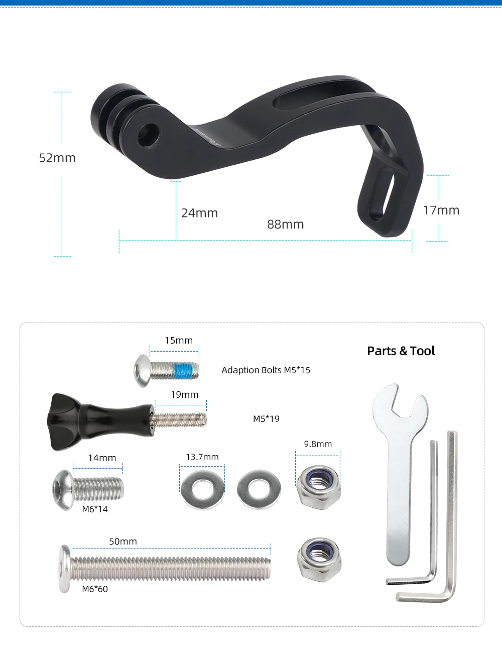 Deemount Vorderradgabel-Scheinwerferständer, passend für CATEYE/XOSS/Trek für Brompton-Faltrad 15 ° Warping Computer-Halterung für Gopro/Garmin – Detail 3