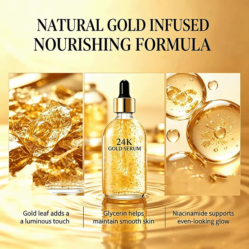 Face Serum Nicotinamide 30ml Hydrating Skin Care 24K Gold Smoothing Texture Daily Gentle Luminous Complexion Dewy Glow Nourish