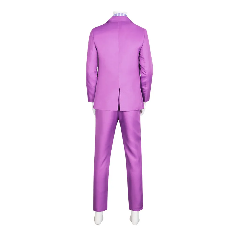 4PCS Kira Yoshikage Cosplay Anime JoJ Costume Adventure Yoshikage Kira Purple Suit Cosplay Uniform Costume Coat+shirt+tie+pant