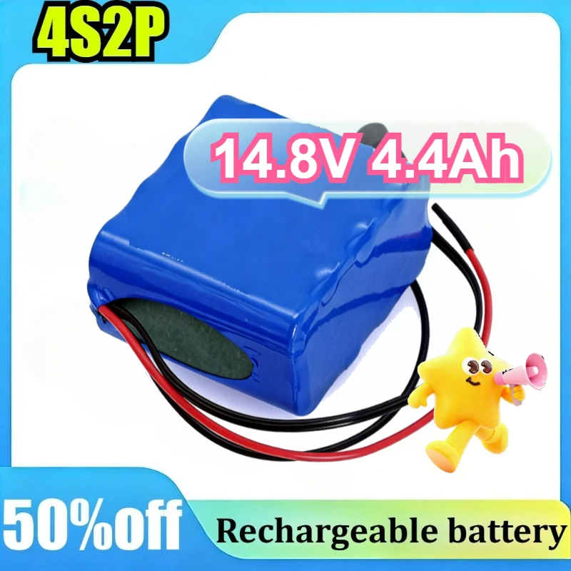 

14.8V 4.4Ah 4S2P Lithium Battery Pack with 16.8V Charger for Fishing Light, Heater, Mining Lamp, Amplifier