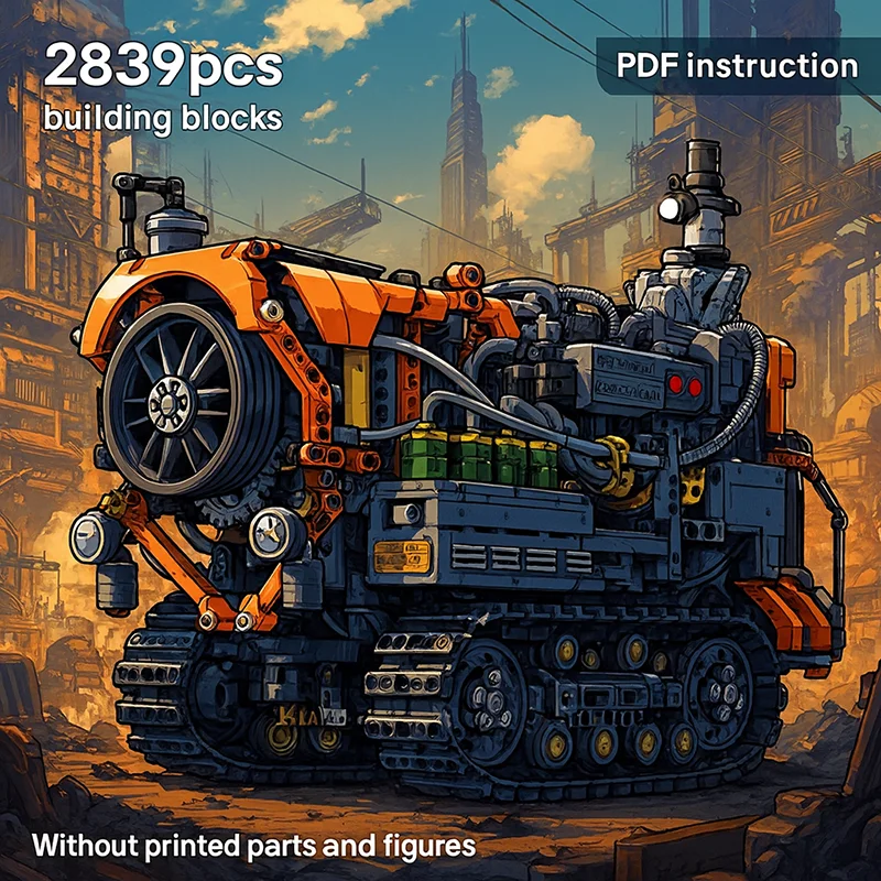 

Building Blocks Set Steampunk Tractor Vehicle Model DIY Assembly Bricks Machinery Collection Educational Toys Gift