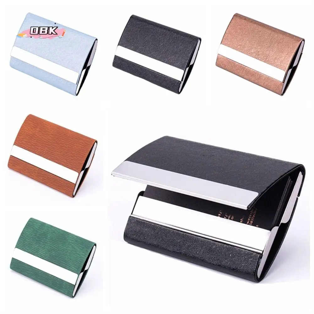 

PU Leather Business Card Case Stainless Steel Metal Wallet Name Card Holder Slim Pocket Multicolor Credit Card Box Men Women