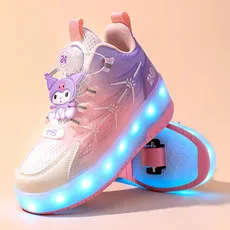 

Boys Girls Kids USB Rechargeable Luminous Casual Sneakers LED Light Wheel Outdoor Parkour Roller Skates Sport