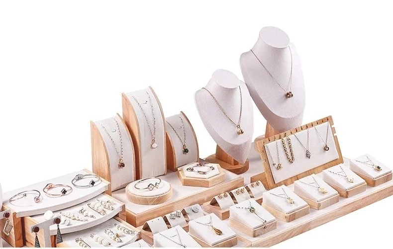 Wooden High-end Jewelry Display Rack Ring Storage Tray Necklace Bracelet Display Props Jewelry Display Tools