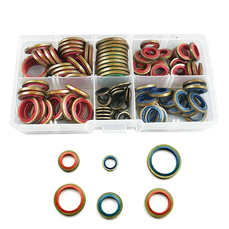 

100/245PCS High Press Hydralic Rubber Sealing Gasket Oil Pipe Seal Gasket NBR Metal Seal Ring Assortment Oil Pipe Rubber Gasket
