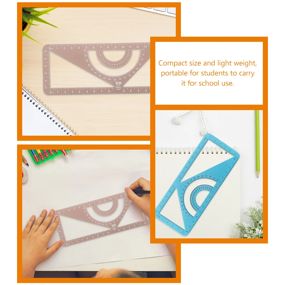 

2Pcs Precise Protractor Ruler Multi-Use Drafting Tool for Students Teachers Drawing Ruler School Supply Portable Measuring