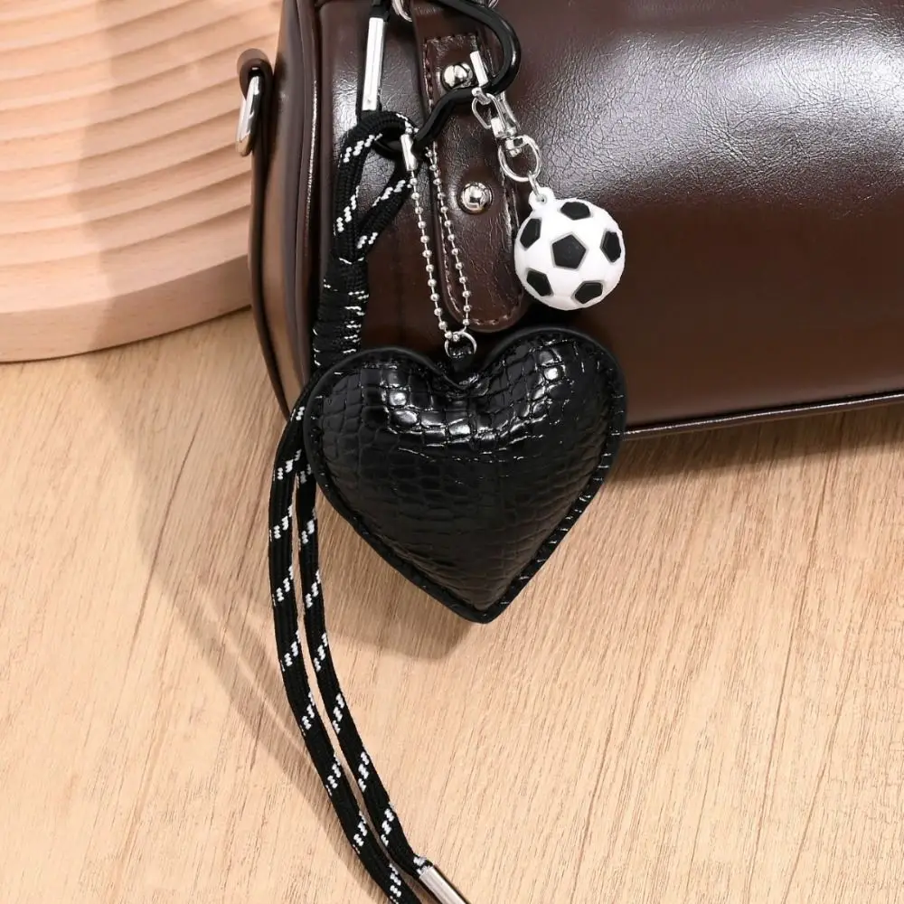 

PU Leather Heart Keychain Woven Rope Tennis Braided Rope Car Keyrings Volleyball Bag Pendant Love Football Bag Charm