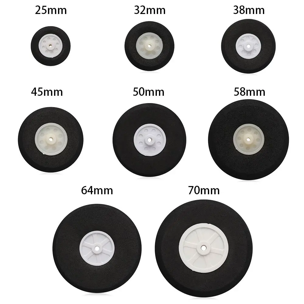 8 ขนาดเด็กเครื่องบินของเล่นอะไหล่หางสีดําฟองน้ํา EVA ล้อ Hub 1 "- 3" นิ้วสําหรับเครื่องบิน RC เปลี่ยนของเล่นเครื่องบินอุปกรณ์เสริม