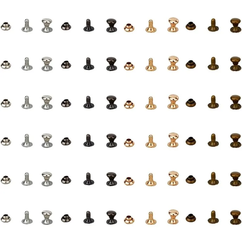 

400 пар, 4 цвета, кожаные заклепки, 3 мм, заклепки с двойной крышкой, трубчатые металлические заклепки, сумки, ремни для обуви, украшения, заклепки от столкновений для DIY