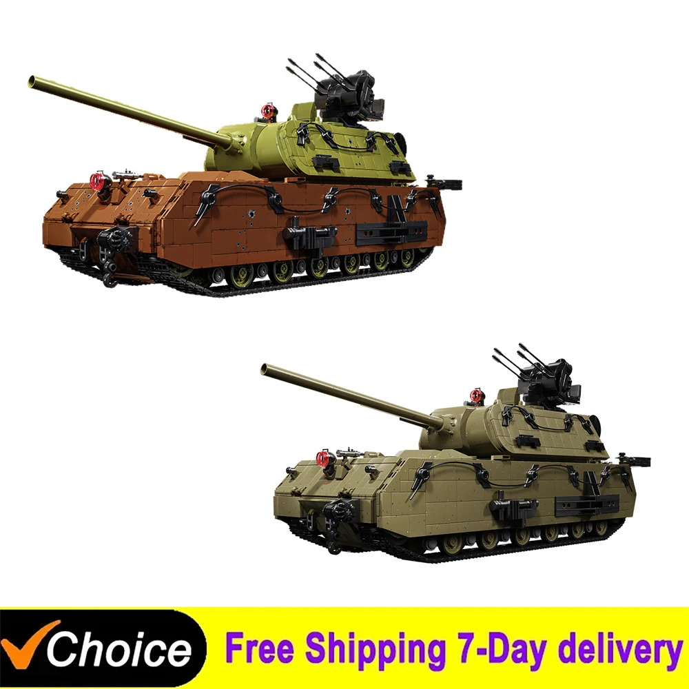 

WW2 Heavy Tank Building Blocks MOC German Panzer VIII Maus Tank,With 7 Figures Military Tanks Bricks Toys For Kids Xmas Gifts