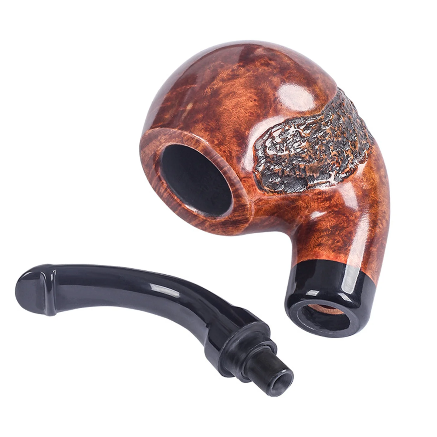 Big Ox Head Briar Wood 9mm Filter Cut Tobacco Pipe Retro Gentleman Bent Type Handmade Smoking Pipe With Accessory Father\'s Gift