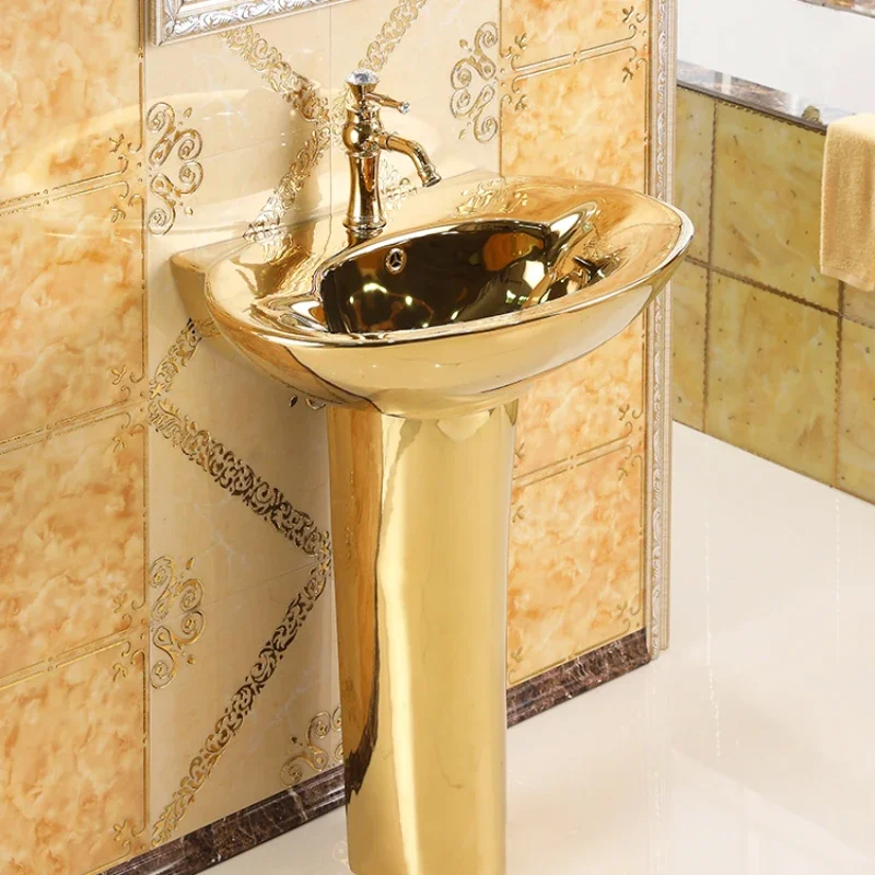 Art gold column basin wash basin bar floor-to-ceiling washbasin ceramic balcony split washbasin