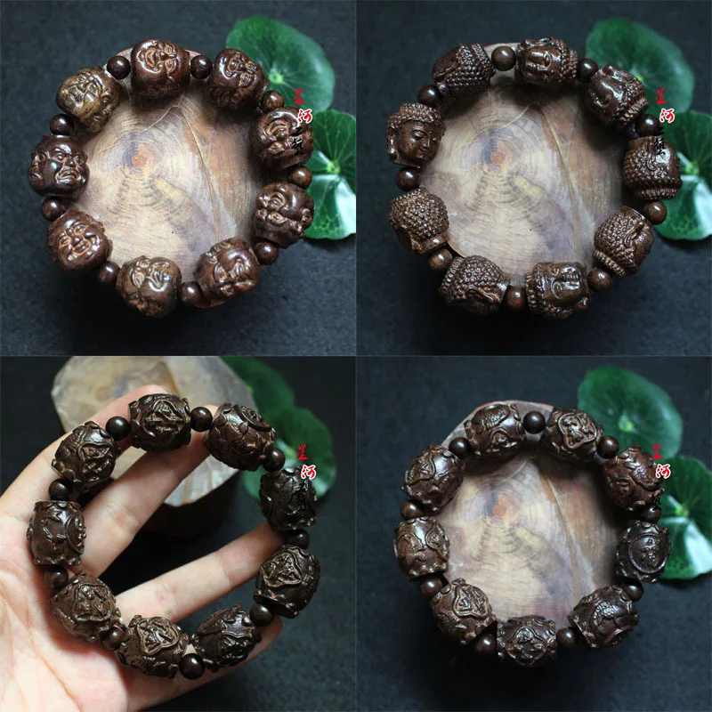 

Factory Wholesale Vietnam Natural Agarwood Buddhist Prayer Beads Bracelet Every Year Dragon Ball Walnut Unisex Natural Material