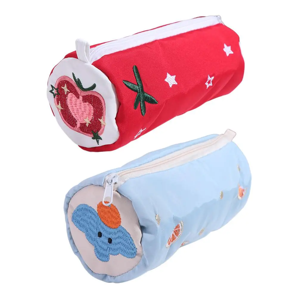 Cute Elephant Pencil Case Pouch Tomato Pillow Shape Makeup Lipstick Bag Stationery Box Large Capacity Desk Storage Bag Students