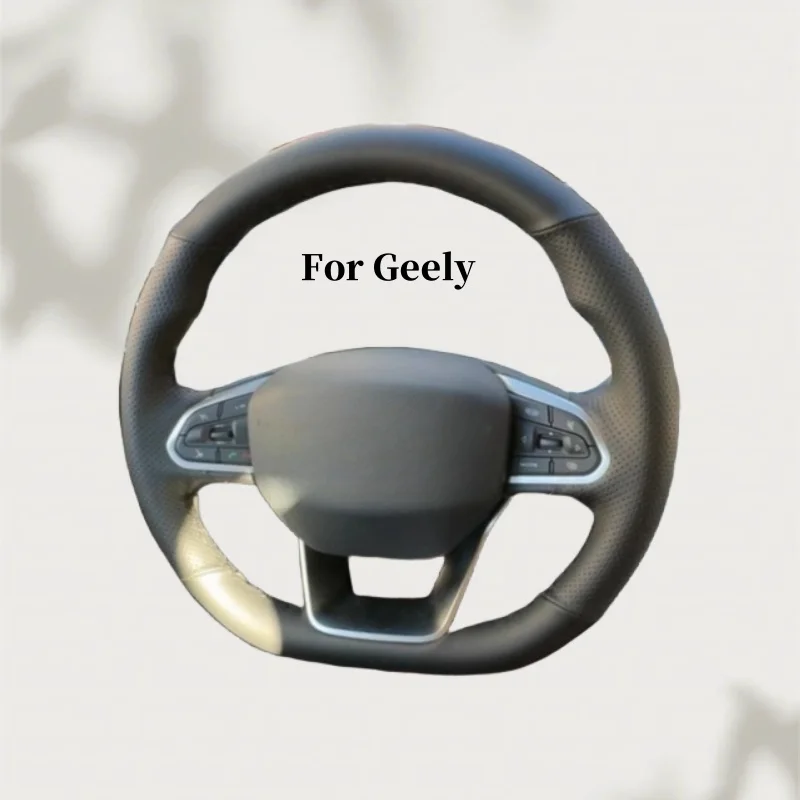 

Custom Hand-stitched Black Anti-slip Comfy Breathable Microfiber Leather Steering Wheel Cover For Geely Coolray SX11 2018-2022