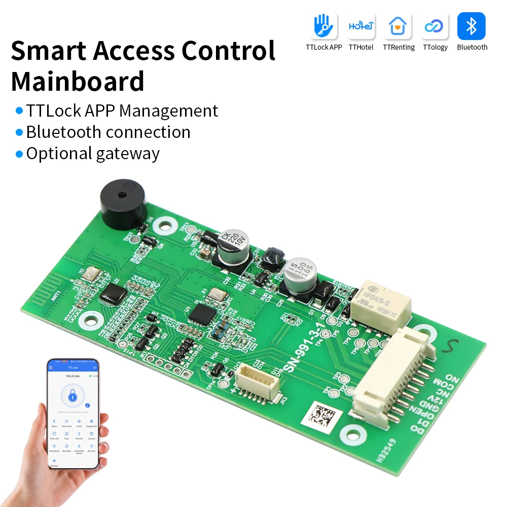 TTLOCK APP Smart Access Control Mainboard 12V Wiegand Relay  NO/NC for Magnetic Lock Exit Button Door Access Controller System