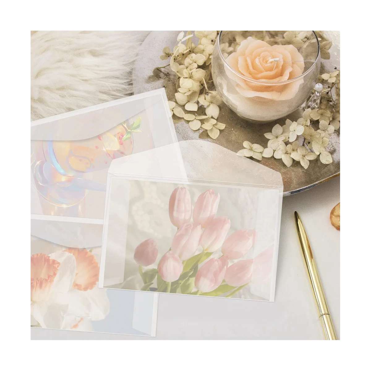 50PCS Blank Envelope Translucent Paper Envelopes Set Letter Vintage Wedding Invitation Envelopes for Cards