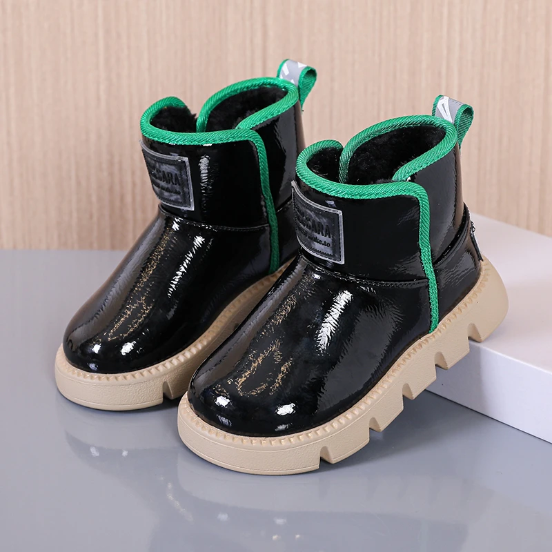 New Fashion Winter Children Ankle Boots Boys Girls Chunky Plush Warm Snow Shoes Kids High Quality Anti-skid Sport Platform Boots