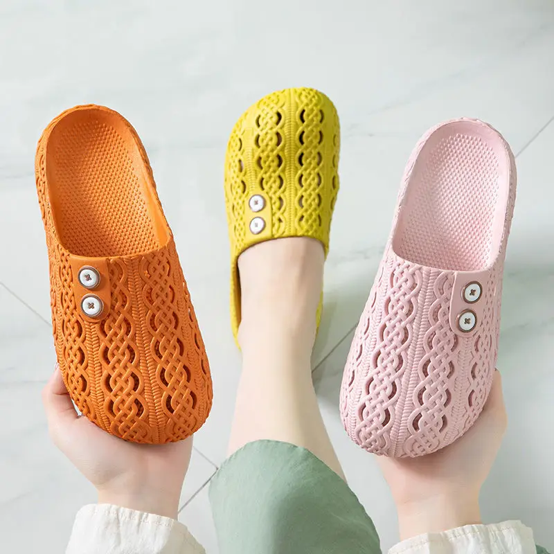 Hole Shoes Women's Comfortable Non-slip Baotou Sandals Slippers Women's Indoor and Outdoor Wear Home Bathroom Dormitory Slippers