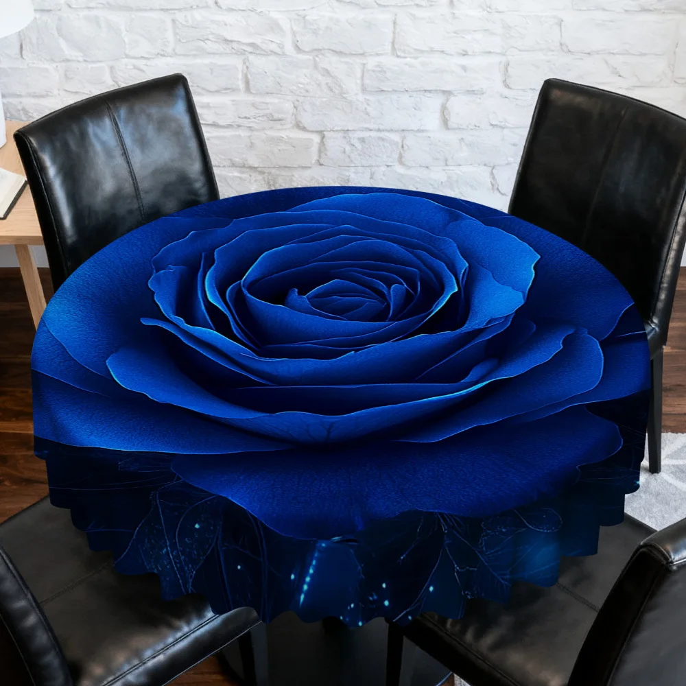 One midnight blue rose-shaped tablecloth design, suitable for circular kitchen tableszyc