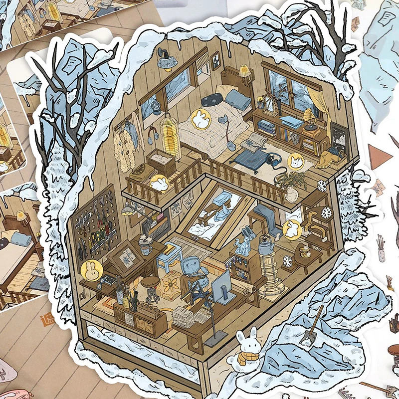 Plus Size 3D Cartoon Castle Town Paesaggio Adesivo Scena Giocattolo fai da te Gioco Adesivo Festival Regalo di compleanno per bambino Bambina