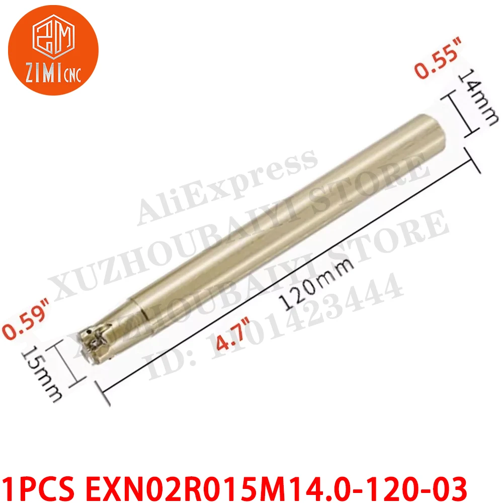 1 قطعة EXN02R015M14.0-120-03 قضيب ثقب قابل للفهرسة من فولاذ التنغستن حامل أداة الطحن الطرفي للتشغيل الخشن والطحن بتغذية عميقة 90 درجة