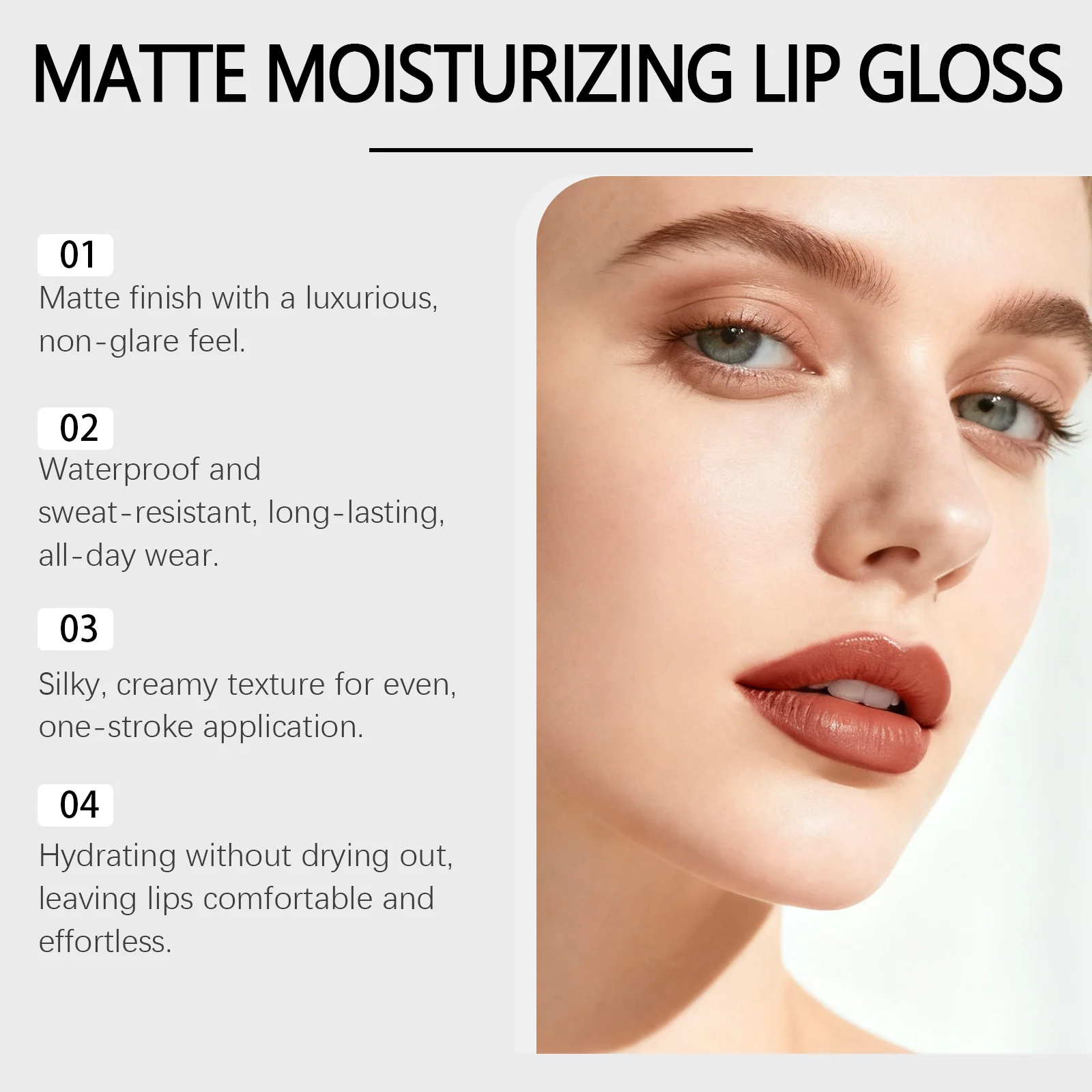 Matter Lipgloss, wasserfest, schweißfest, langlebig, glatte Textur, Lippenvolumen-Verstärkung, feuchtigkeitsspendender roter Lippen-Matt-Lippenstift