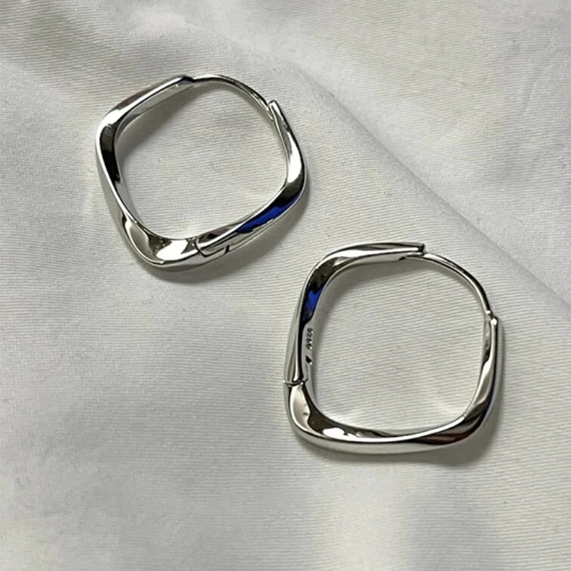 VENTFILLE 925 Sterling Silver Geometry Hoop Earring for Women Minimalism Classic Office Versatile Fashion Jewelry Gift Dropship