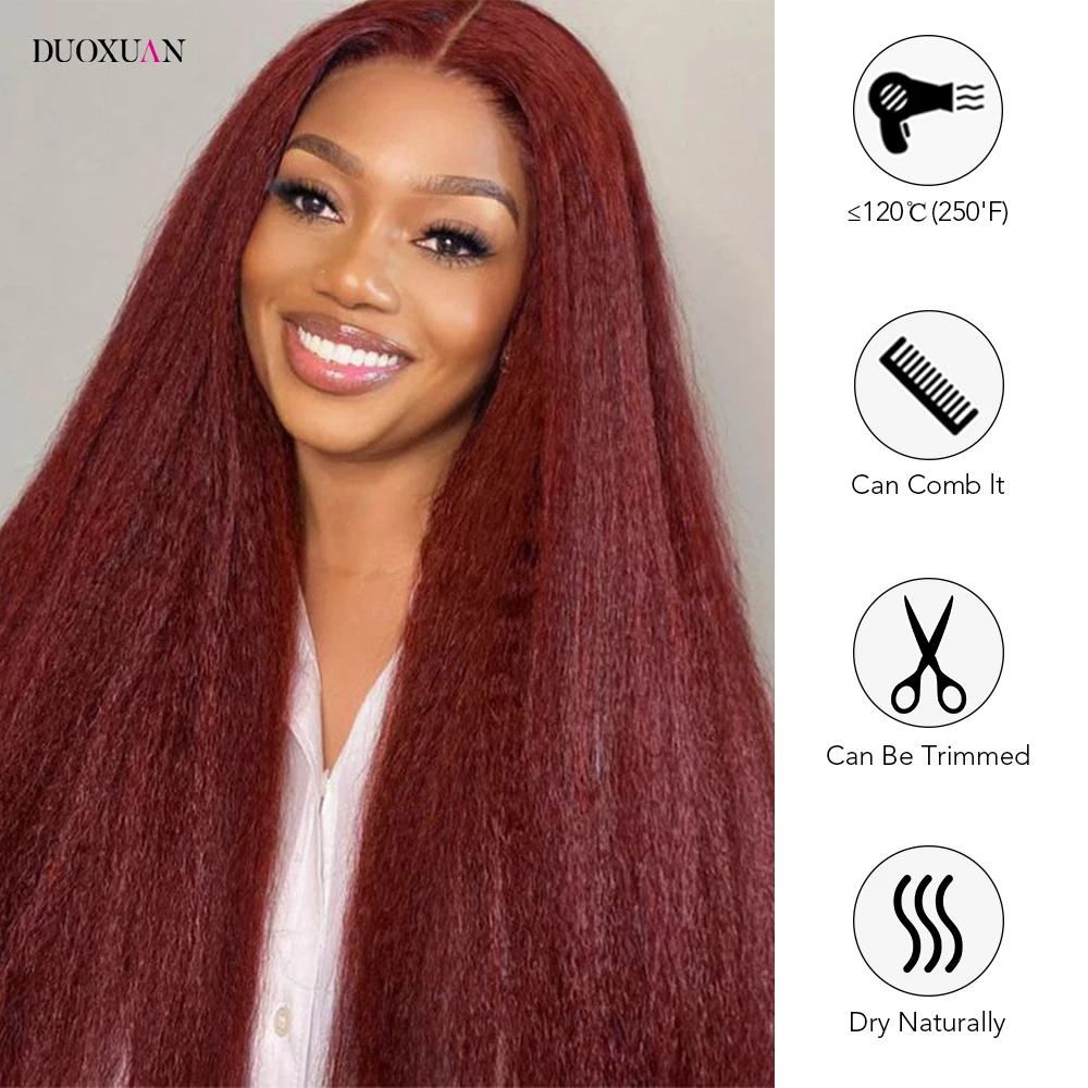 Kinky em linha reta 230 densidade 13x6 frente do laço peruca de cabelo humano 100% cabelo humano yaki peruca reta para preto feminino cabelo humano brasileiro