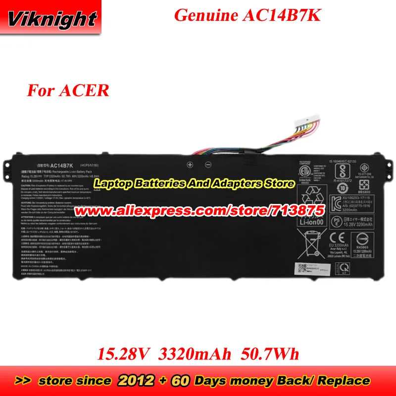 

Оригинальный аккумулятор AC14B7K для Acer Predator Helios 300 N17C1 PH315-51 PH317-51 PH317-52 Nitro 5 AN515 AN515-53 Spin 5 SF314-52
