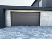 Waterproof Automatic Garage Door Black Aluminum Framed Frosted Glass Sectional Residential Garage Screen Door with Motor 4