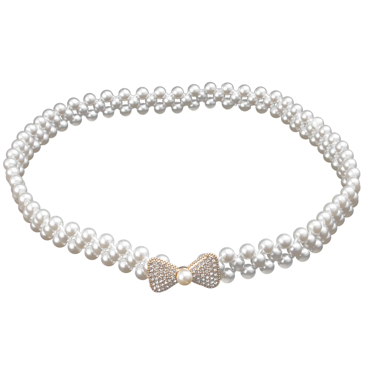 

1Pc Premium Material Rhinestone Pearl Waist Belt Durable Fashion Accessory Women Elastic Waistband Dress Up Vintage Style