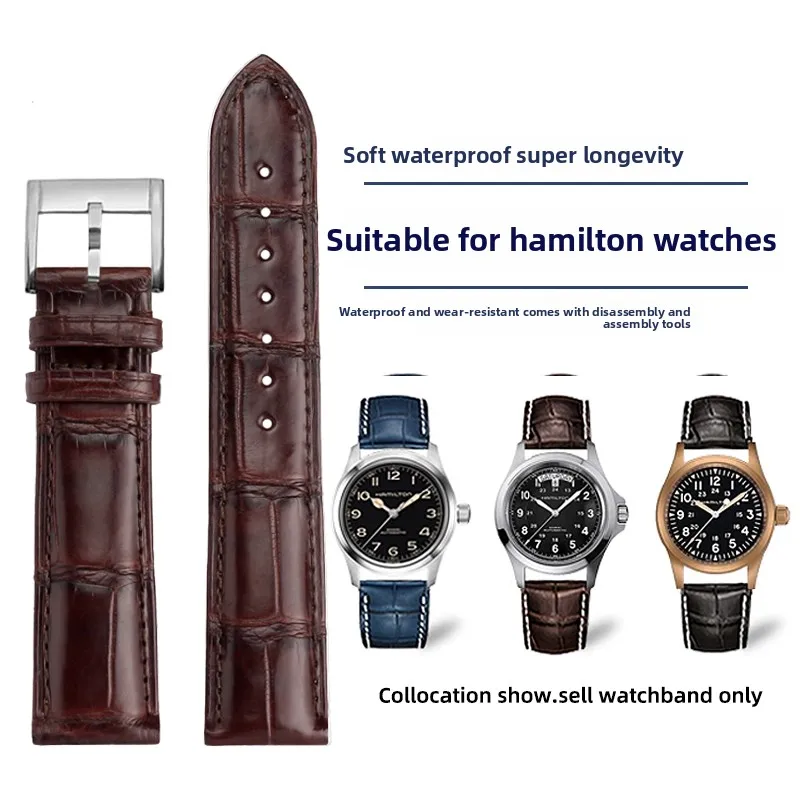 

Для Hamilton ремешок для часов Khaki Field Jazz Series 20 22 мм Высококачественный ремешок из крокодиловой кожи мужской браслет аксессуары