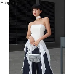 Summer Sexy Off-Shoulder Lace Women Crop Top 2025 Casual Strapless Halter Streetwear Fashion Club Party Lady Tank Top