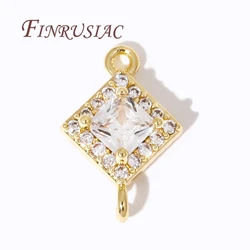 Trendy 18K Gold Plated Zircon Crystal Pendant Charms Connector For Jewelry Making DIY Earrings/Necklace/Bracelets Accessories