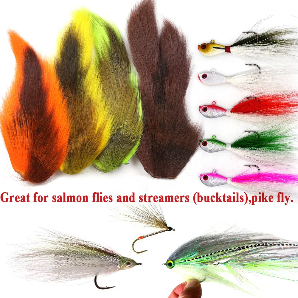 ICERIO Natrual Bucktail Deer Hair Fly Tying Material Trout Salmon Flies Jig Treble Hook Dressing Baitfish Tying Material