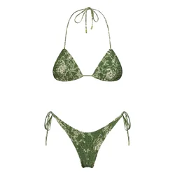 Sexy drei Punkte Bikini Bade bekleidung Frauen zweiteilige Monokini Badeanzüge Rüschen Schnür Badeanzug Hawaii Trajes de Bano Mujer