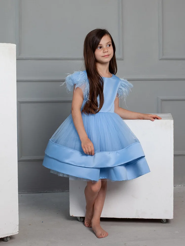 Girl Summer Dress Party Dress for Kids Girl V-neck Layer Knee Length Princess Dress Formal Clothes