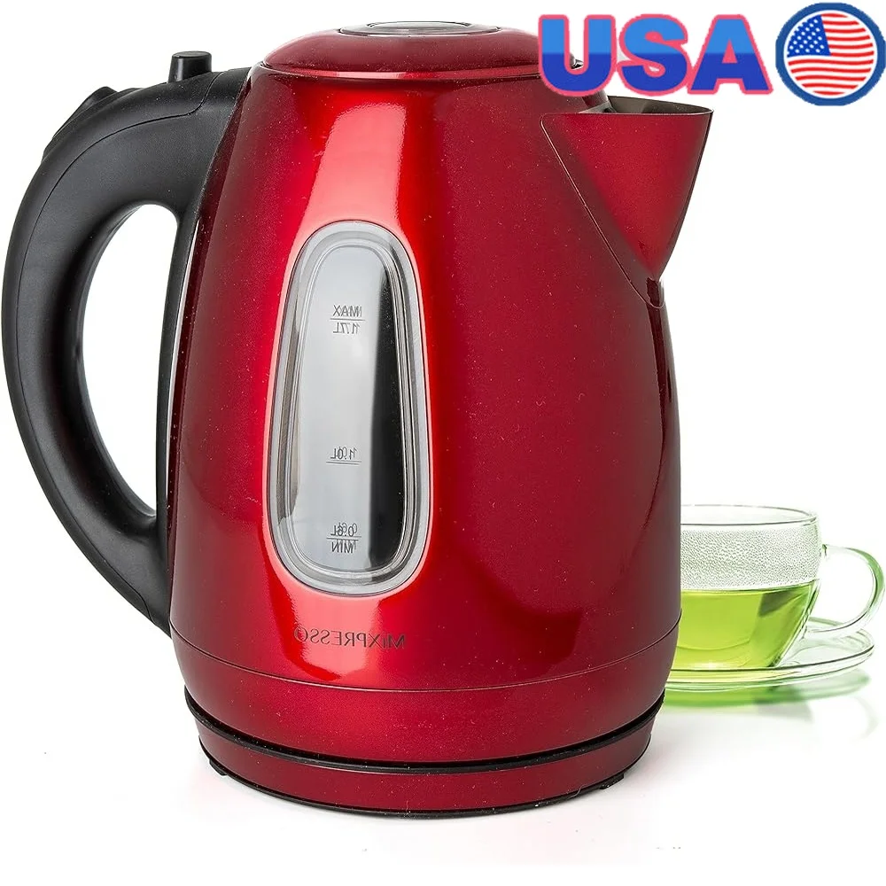 

Cordless Stainless Steel Electric Kettle 1.7L 1500W Hot Water Pot Auto Shutoff Ergonomic Handle Quick Boil Kitchen Appliance